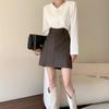 Versatile High-Waisted Slimming Leather Mini Skirt - Autumn/Winter Plus Size Tummy Cover