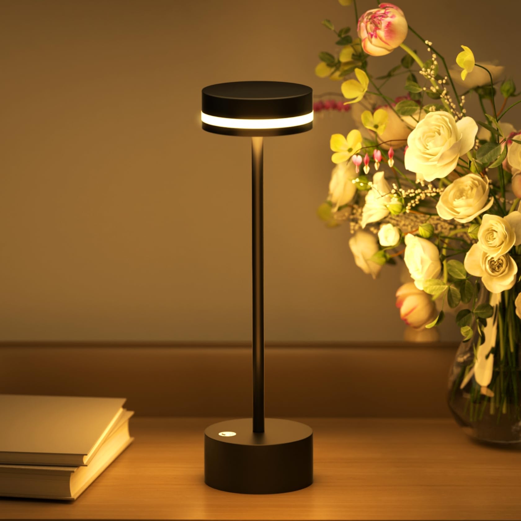 

LUTW Cordless Table Lamp, 3600mAh Battery, 3 Color Switching, Stepless Dimming, Memory Function, Type-C Rechargeable, Touch Control, LED Desk Light,