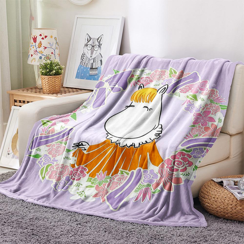 Moomin2 Flannel Blanket, High quality Comfortable for All Seasons, Home Decor, Warmth and Comfort