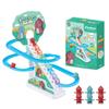 Electric Stair Climbing Toy, Dinosaur Track Sliding Toy Dino Slide Toy Dinosaur Escalator Toy Dino Musical Toy Gliding Track Toy with Music & Lights
