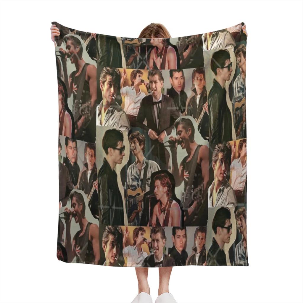 Alex Turner Arctic Monkeys Collage Thin Blanket Fluffy Soft Bedroom Decor Sofa Blankets Comforter Home and Decoration Summer 75x90cm
