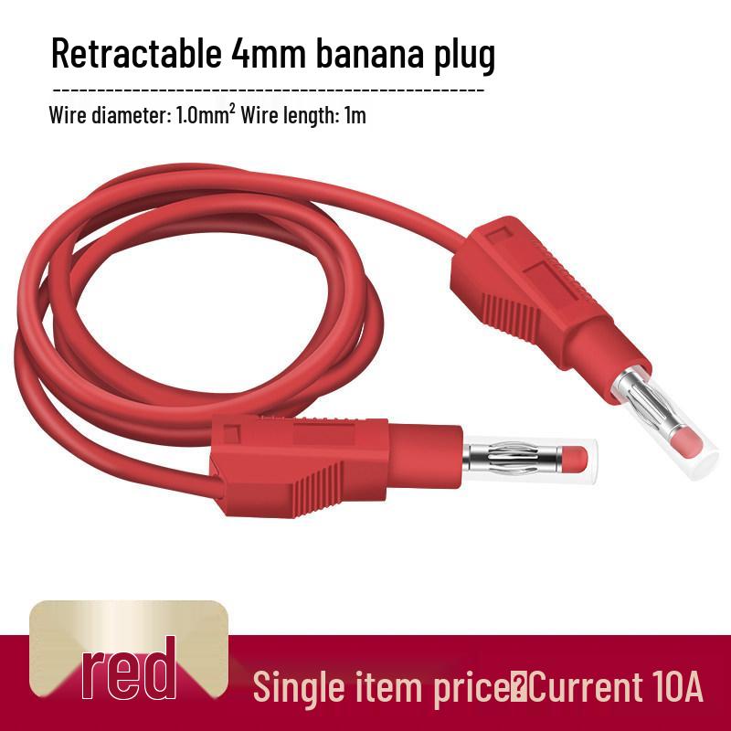 4mm Stackable Banana Plug with Safety Shroud & Spring-Retractable Nitrile Wire Test Lead