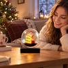 Lighted Christmas Display Centerpiece Magnetic Levitating Santa Claus Tree Ornament with LED Light, Rotating Floating Sleigh for Holiday Parties Glass