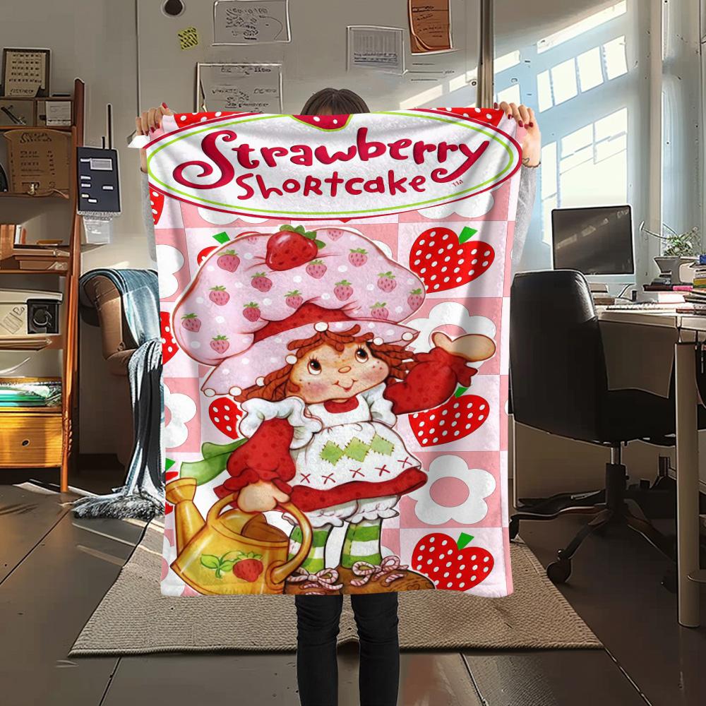 

Strawberry Shortcake Print FlAannel Blanket, High quality Comfortable for All Seasons, Home Decor, Warmth and Comfort 80cm x 120cm