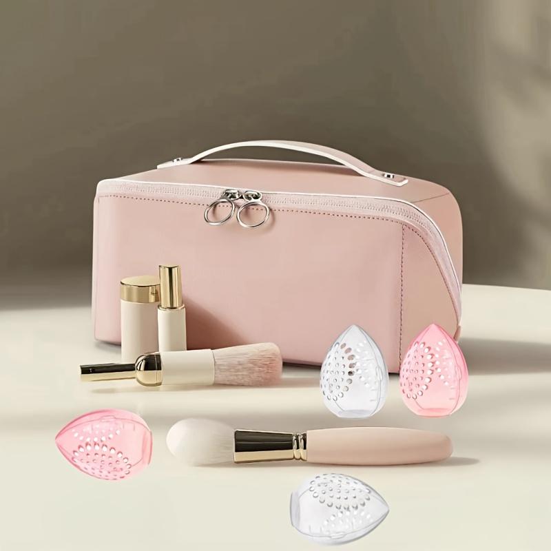 1pc/2pcs Makeup Egg Plastic Storage Box, Egg-shaped Makeup Puff and Sponge Display Rack - Stylish Storage Organizer with Ventilation