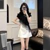 2026 Zomer Trendy Dames Kleurblok Ruches Slank Makende Korte Rok in Nieuwe Chinese Stijl