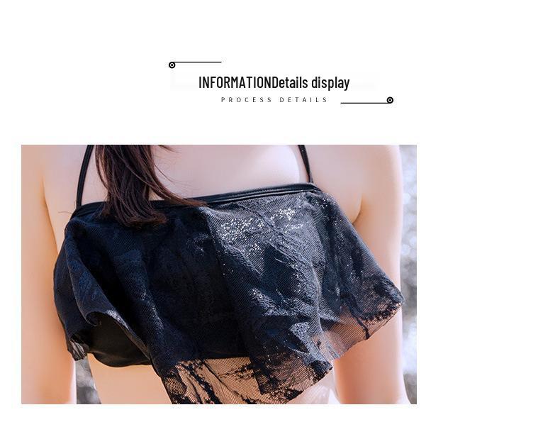 Japanese Lace Split Three-Piece Swimsuit: Women's Sheer Swimwear with Underwire & Chest Pads - Beach Vacation Style.