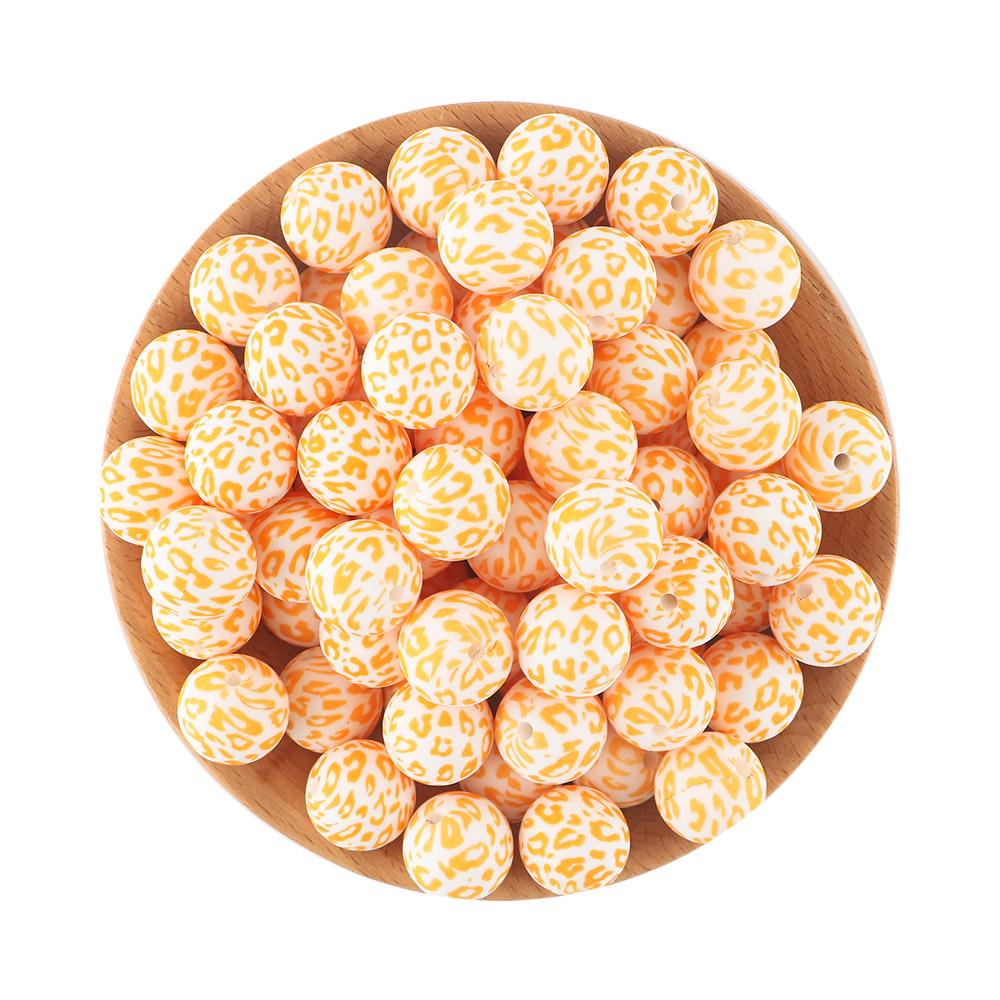 15MM Leopard Silicone Printed Beads 20pcs For Making DIY Jewelry Accessories Bracelet Necklace Making