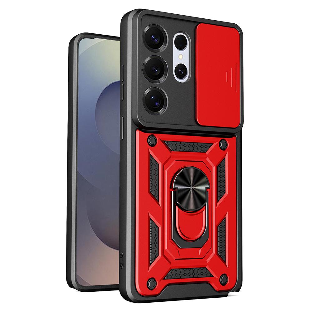 For Samsung Galaxy S26 Ultra Case with Slide Camera Lid PC + TPU Kickstand Phone Cover