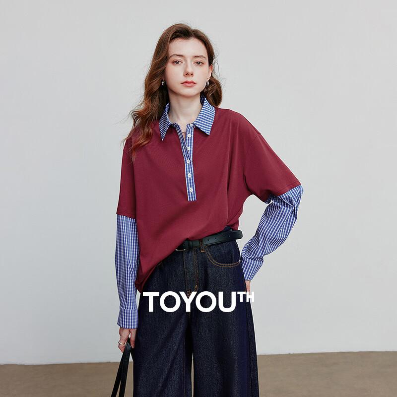 Women s Spliced Faux Two-Piece Striped Sweatshirt XL