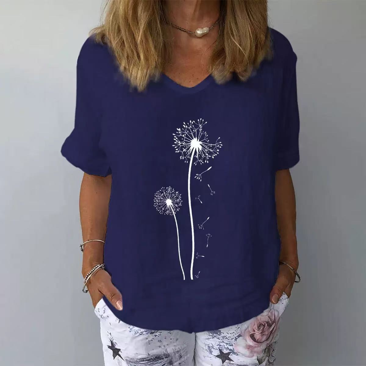 

GMXIA Женские модные повседневные летние блузки и рубашки с круглым вырезом с короткими рукавами XXXL