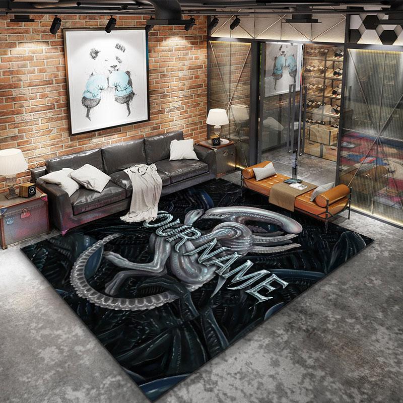 Alien Artwork Custom Name Carpet Rug For Living Room Bedroom Home Sofa Decoration Kids Play Nonslip Floor Mat