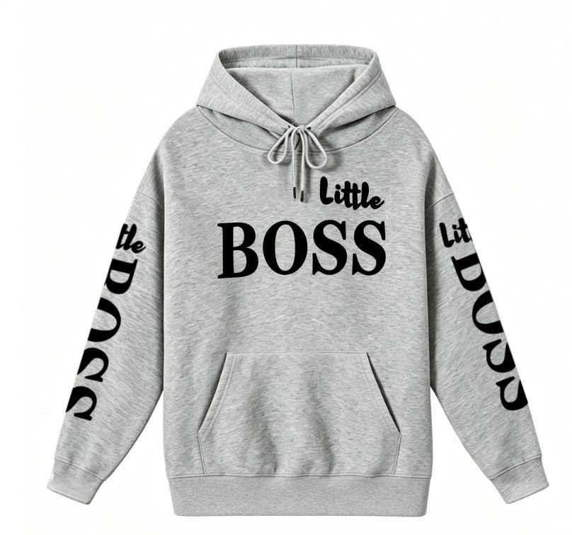 Trendy Kids' Letter Print Hoodie - 'Little Boss' Spring/Autumn Casual Sweatshirt for Boys & Girls