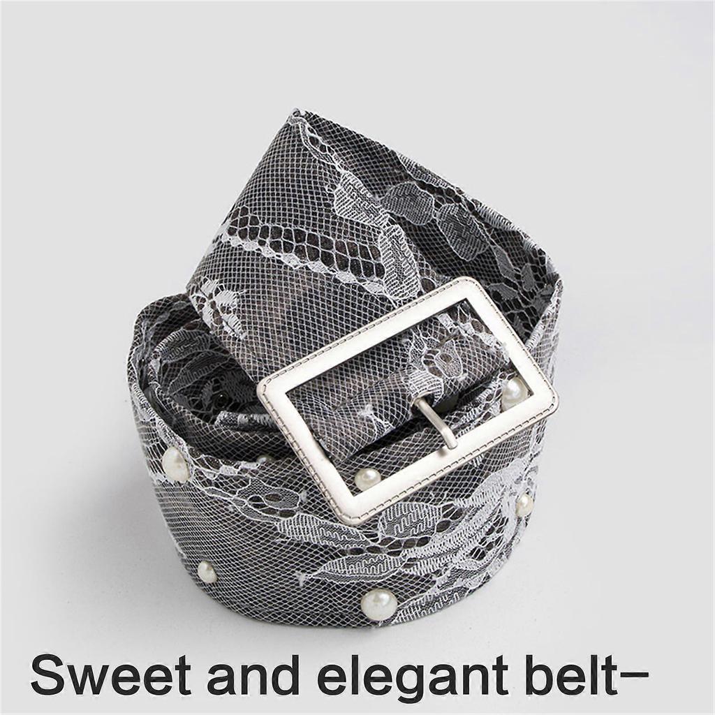 Fashionable Pearls Lace Belt Elegant Waist Accessory for Special Occasion 90s Design Breathable Women's Cummerbund White