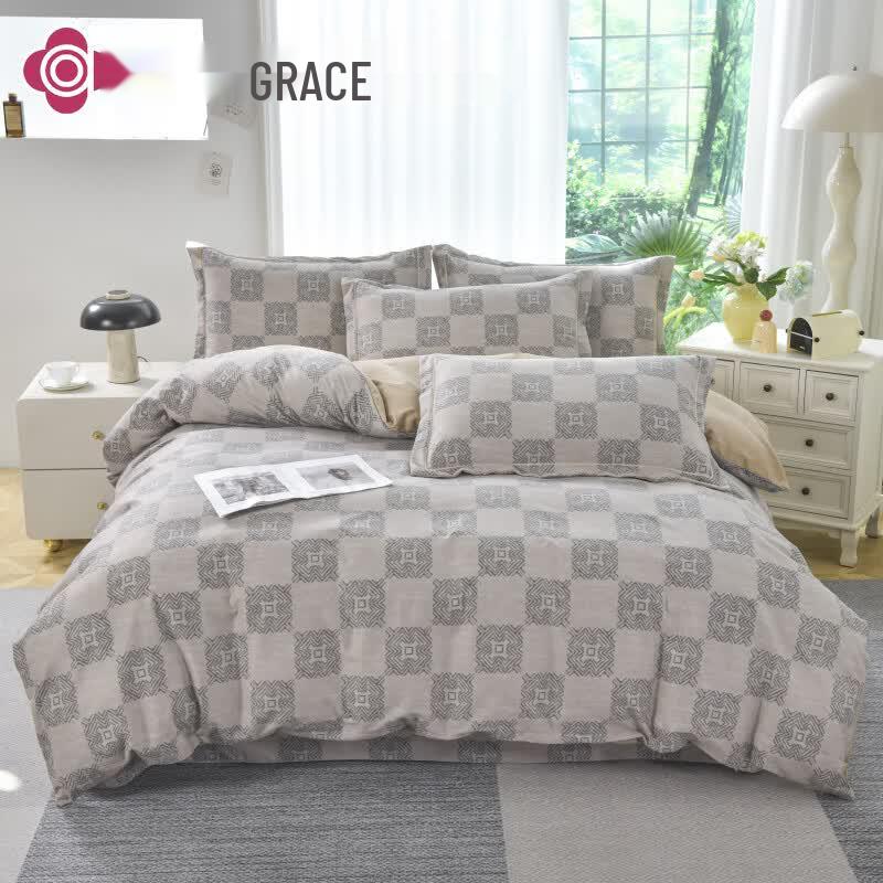 Jieliya Youthful Style Soft Platinum Pure Cotton Brushed Four-Piece Bedding Set