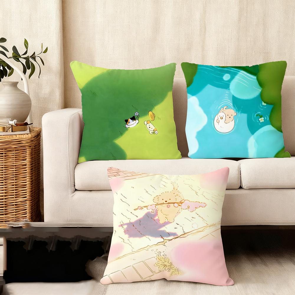Creative animal art paintings Cushion Cover Anti-dustmite Pillowcase Invisible zipper silky short plush Sofa cushion cover