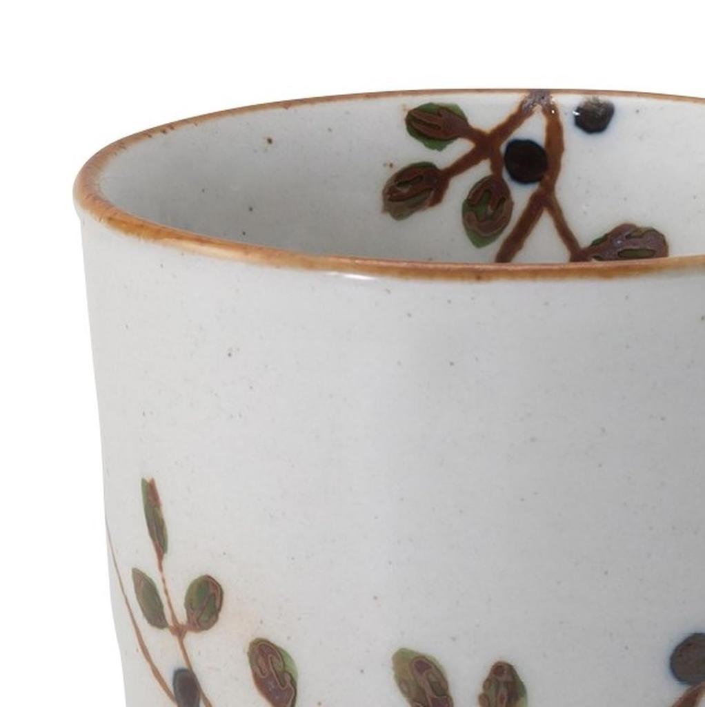 Hasami Ware Lightweight Teacup with Flower Made In 72705 (Large) Pattern, Black, Japan,