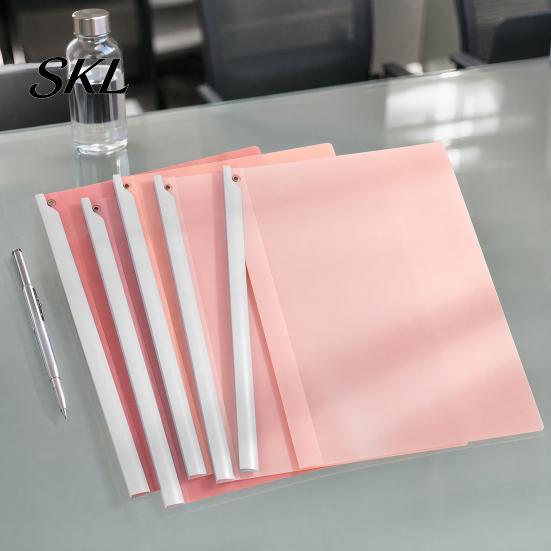 Office Document Holder 5PCS Side Opening File Folder, with Rotating Sliding Bar, Lightweight Easy Add Remove Paper Folder Durable PP Gradient
