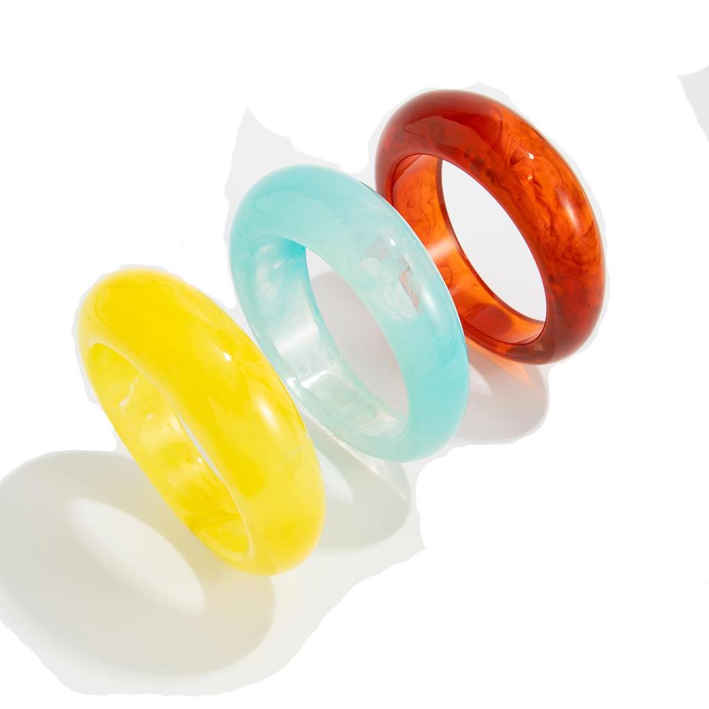 European & American Geometric Ins-Style Wide Face Acrylic Bangle - Colorful & Irregular Design