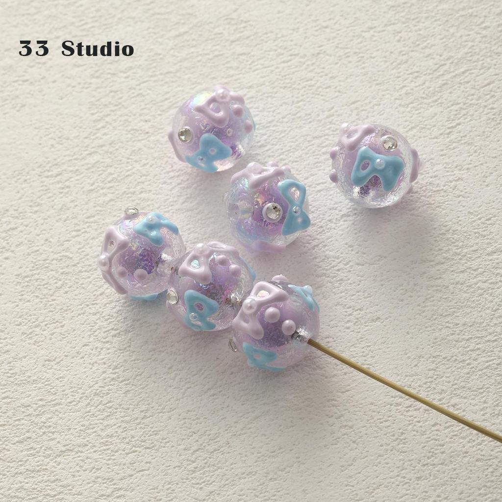 Pure Hand-painted Beads Stickers Diamonds Set Pearl Diy Jewelry Accessories Material Package Beads Car Pendant Cell Phone Chain Beads