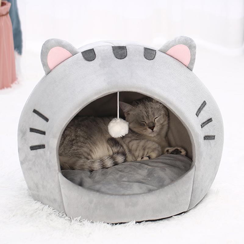 

Warm Sleep Dog Basket Tent Puppy Mat Cat Bed Super Cat Bed Warm Pet House Kitten Cave Mat Cat House S сірий