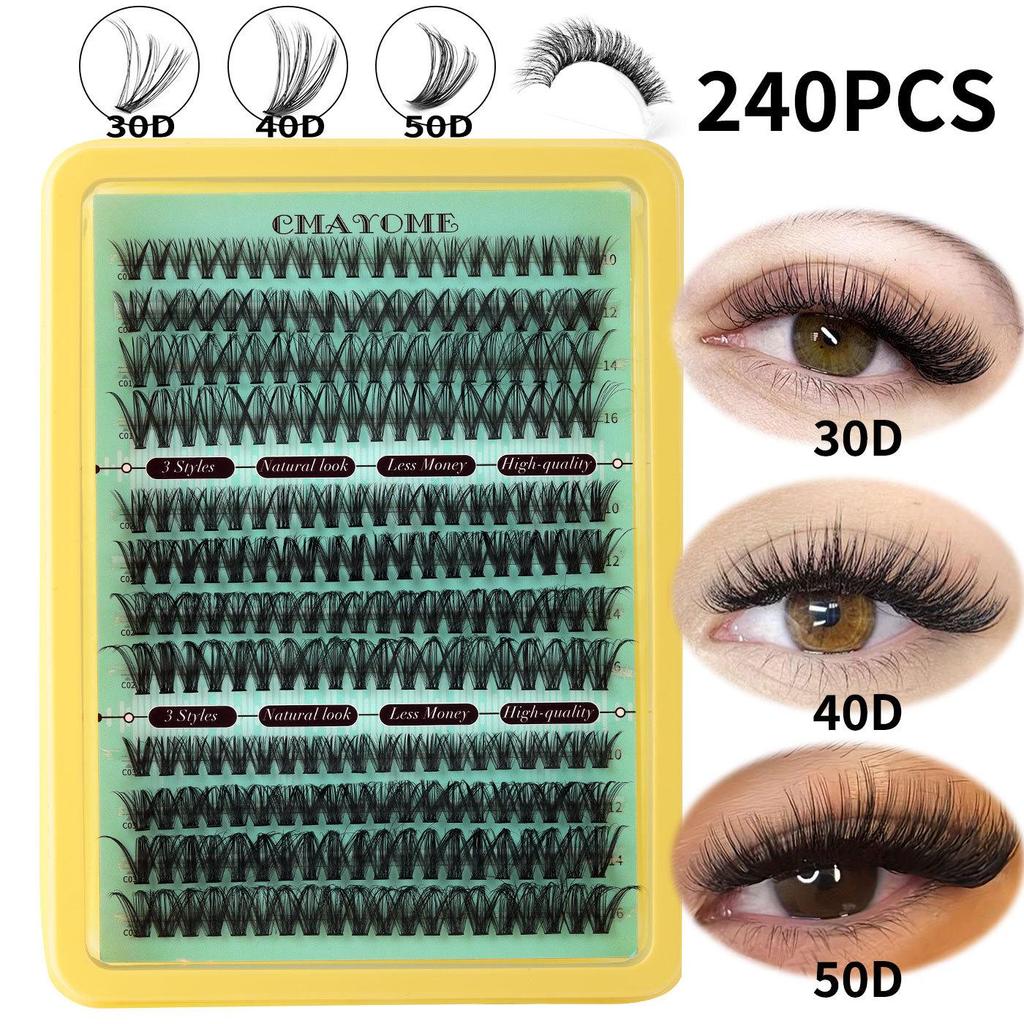 Mixed Pack Thick Curl Hot Melt Stem False Eyelashes - Cross-border DIY Large Capacity 60D/80D Segmented Single Cluster Design