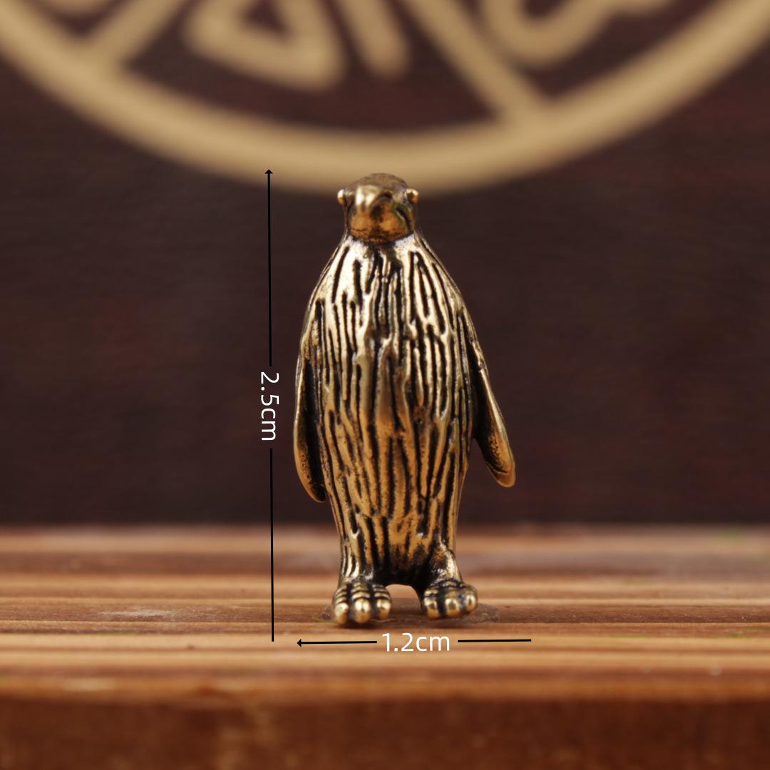 Забавная латунная стоящая статуэтка маленького пингвина, настольные декоративные безделушки, креативность, морское животное, милый, коллекция поделок, дети светло-серый