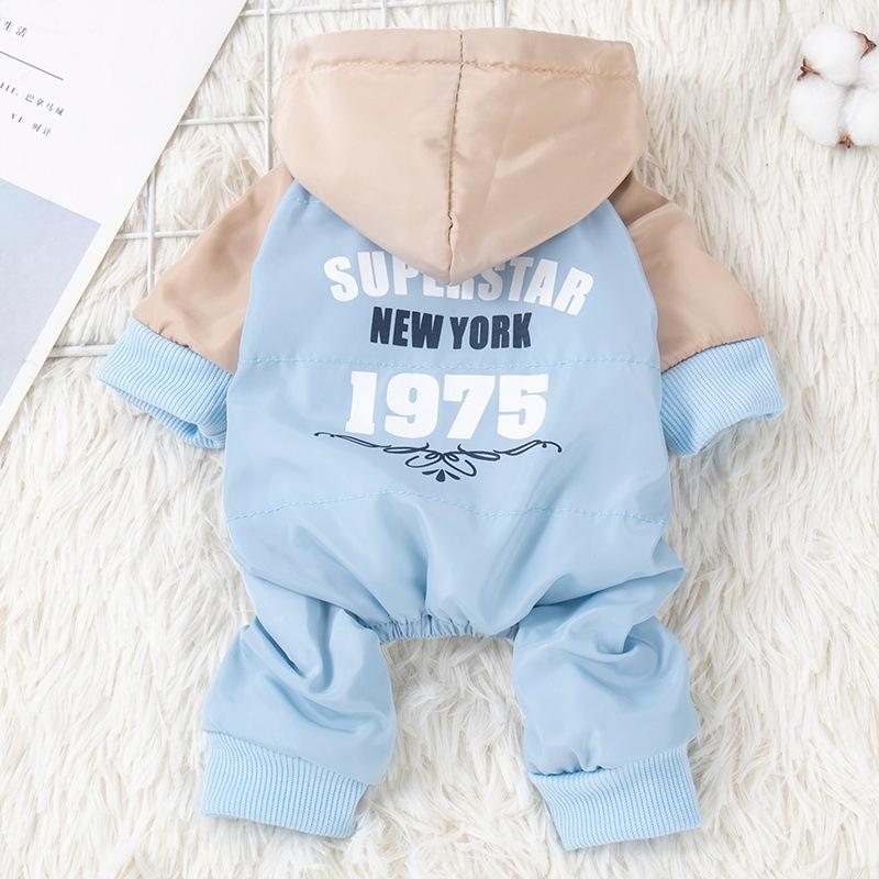 Dog Clothes for Autumn and Winter, Four-Leg Windproof New Cotton Coat for Teddy Cats and Pets