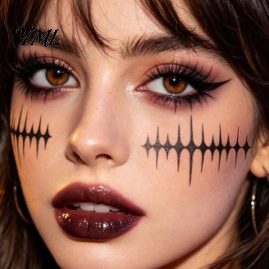 Water Transfer Body Stickers Halloween Makeup Eye Temporary Tattoos, Waterproof Spider Web Bat Eyeliner Scary Face Decals Shadow Tattoo Sticker