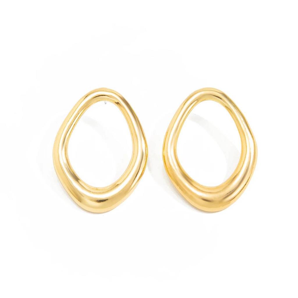 SHIXIN Simple Round Hollow Stud Earrings Metal Earrings Women Fashion Irregula Geometry Ear Cuff Gold Color Piercing Ear Jewelry
