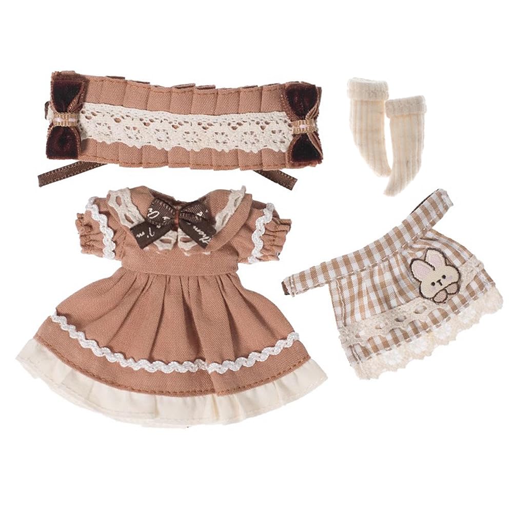 

Наряд размера Obitsu 11 OB11 для куклы Obitsu 11 см, платье в стиле ретро, костюм горничной, аксессуар для волос и милая нашивка с кроликом, набор из 4 предметов