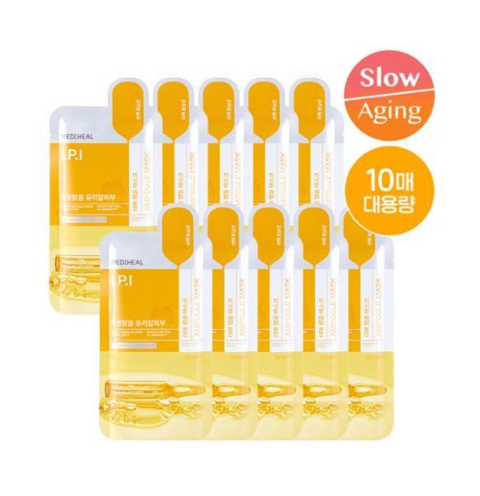 

Mediheal Derma Ampoule Mask 10 Sheets – Brightening & Firming Korean Sheet Mask Radiance Brightening
