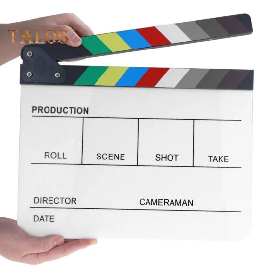 Film Clapper Board Acrylic Dry Erase Slate Colorful Director Video Scene Clapboard Cut Prop Whiteboard Marker Filming Tool for TV Series Studio