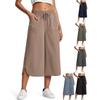 Women's Spring Summer Elastic Waist Wide Leg Loose Casual Capri Pants