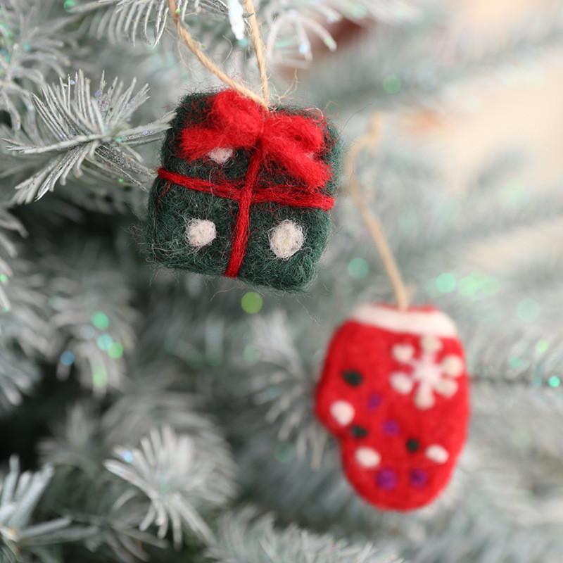 Christmas Tree Wool Felt Ornaments With Cartoon Design For Holiday Decor