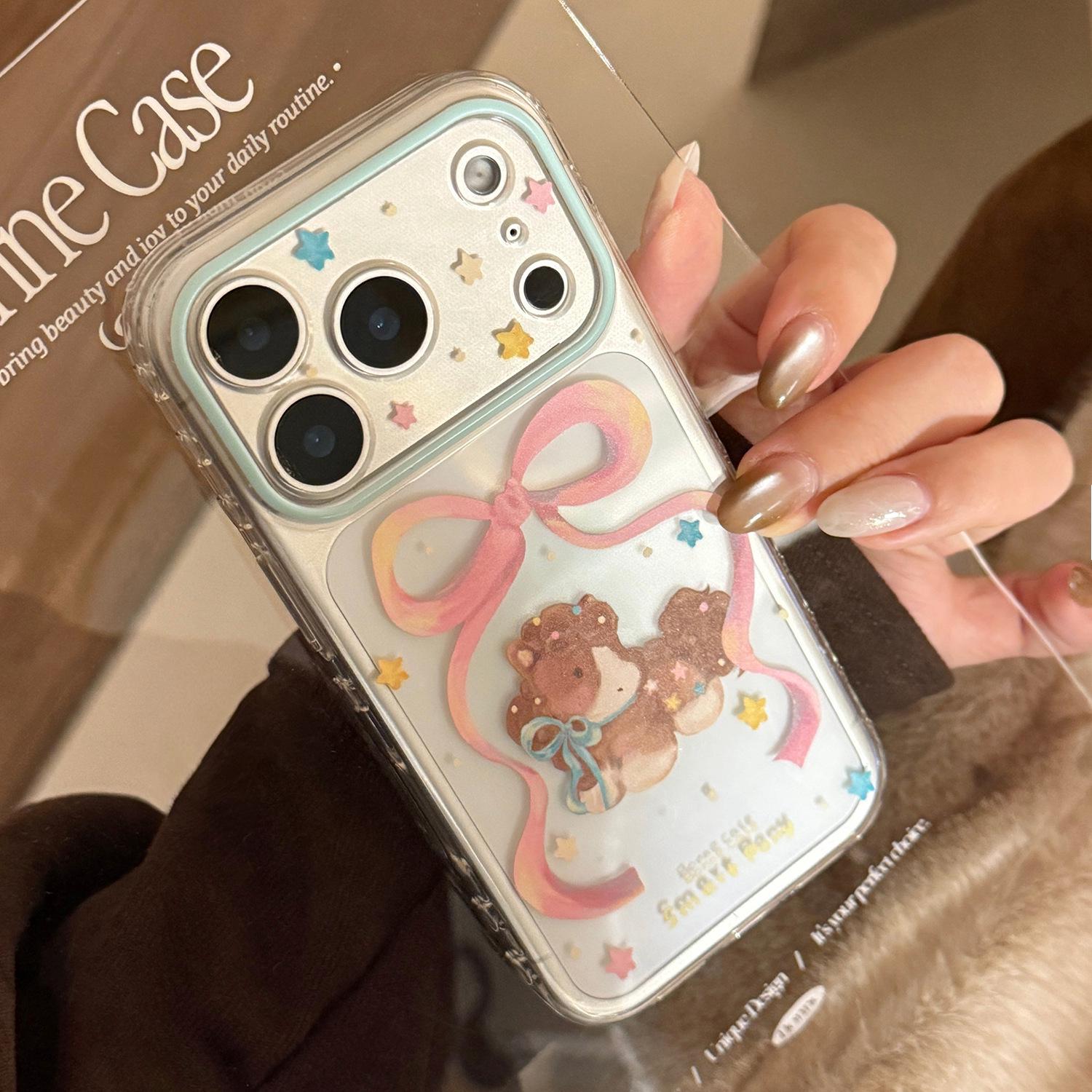 

Bowknot Pony Apple Phone Case for iPhone 16 Pro Max: Clear, Cartoon Soft Cover for Besties 12/12 Pro