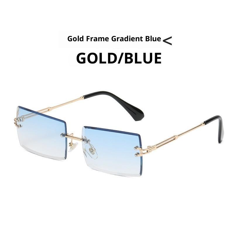 Frameless European and American Style Women's Small Square Frame Gradient Sunglasses