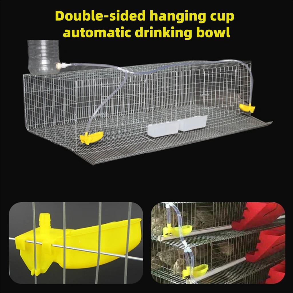 9.5mm Interface Birds Double-sided Hanging Cup Automatic Drinking Bowl and Tee Connector Quails Pigeons Chicks Waterer Cups 5Pcs