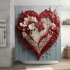 3D Red Heart with Flowers Shower Curtain | Romantic and Elegant Bathroom Decor
