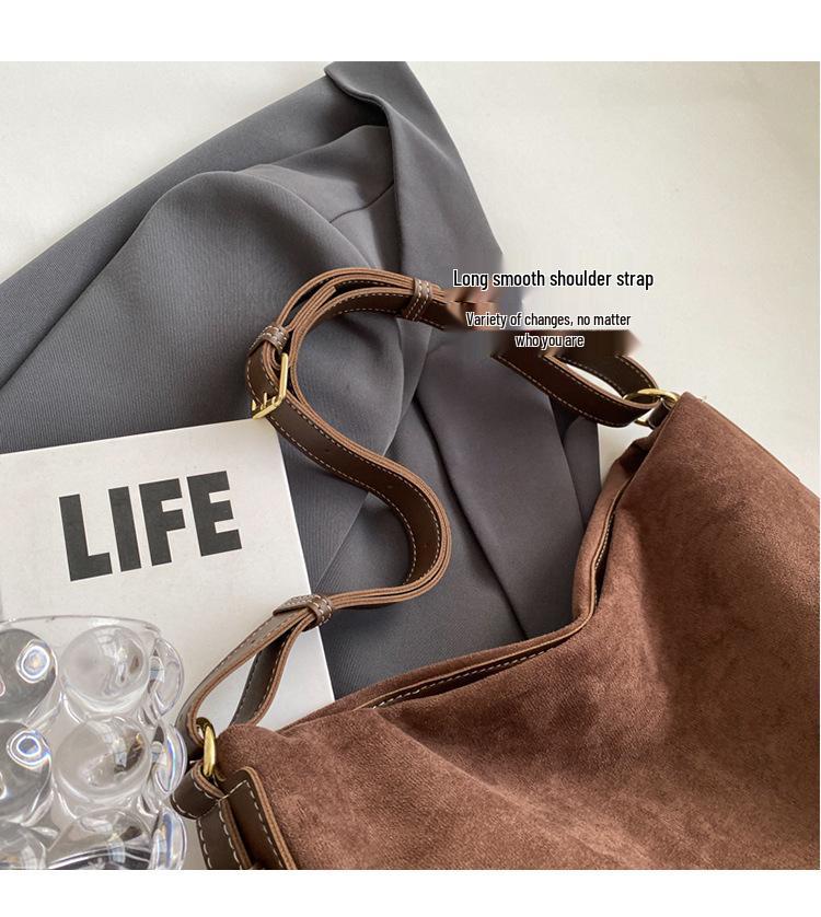 Retro Suede Large-Capacity Crossbody Tote - 2025 Autumn/Winter Collection for Women