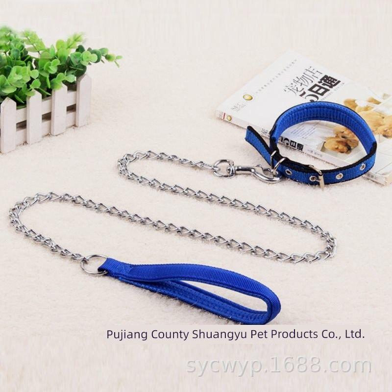 

Pet Hand Holding Rope Metal Dog Chain Dog Leash Large, Medium and Small Dogs Hand Holding Rope Collar Pet Supplies Wholesale S-diameter 2.0mm * 1.2M (within 4.00kg) Blue