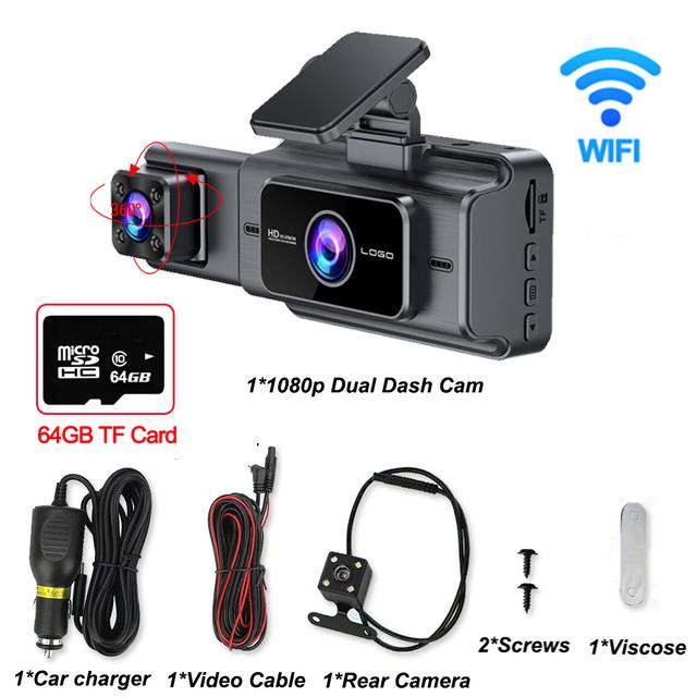 3 Camera Dash Cam For Cars WIFI Car DVR 1080P 3Inch Video Recorder Rear View Camera G-Sensor Black Box Car Accessory Car Dvr