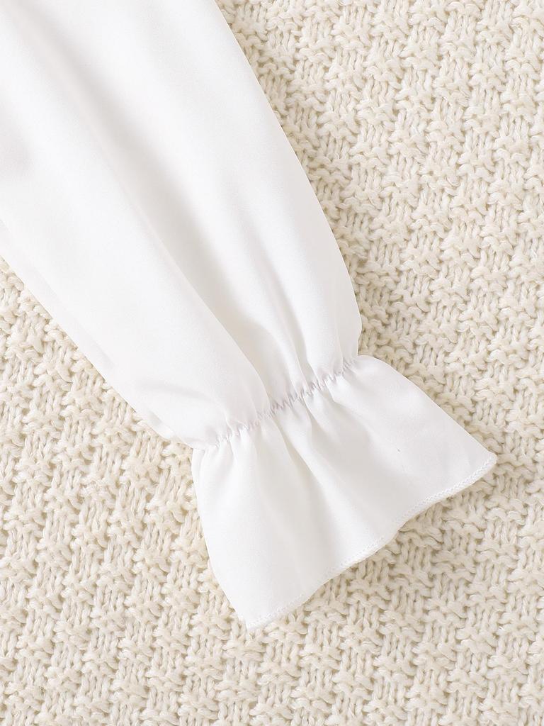 British Style Girls' Three-Piece Suit: Dark Blue Vest, White Long-Sleeve Shirt, Dress Pants