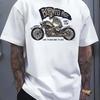 Mens Cotton White TShirt Ride or Die Retro Skull Motorcycle TShirt