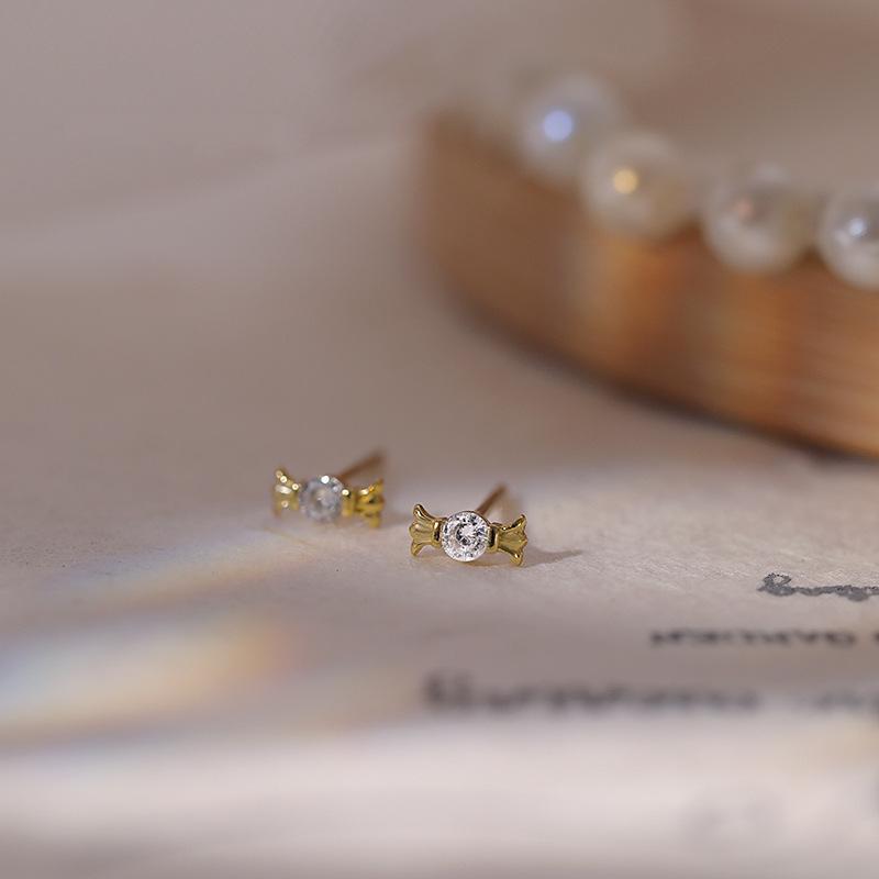 

Серьги-гвоздики Candy, женские простые серьги Niche Design Sense Zircon