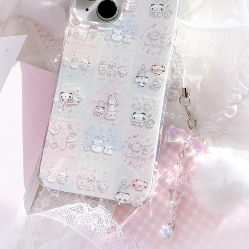 Snowflake Cellphone Charm Delicate Furry Ball Key Chains Multi-Functional Phone Chain Stylish Accessory for Women Girl