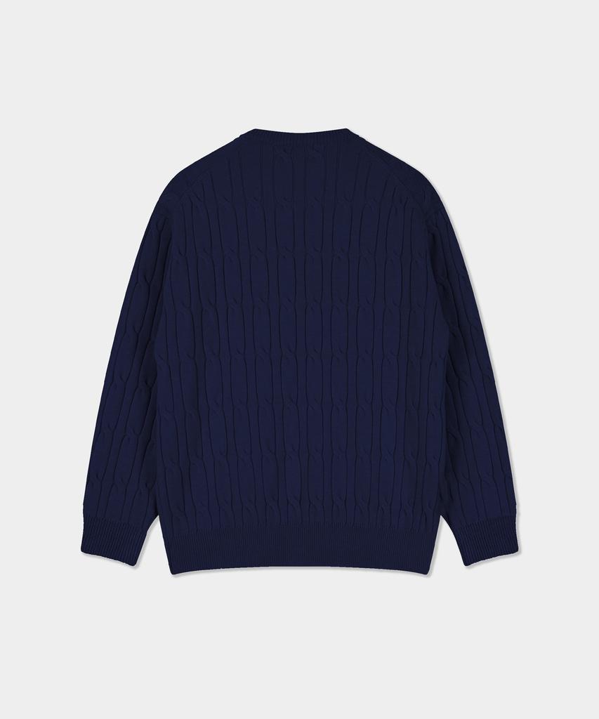 BIRBANTE Soft Washable Cable Round Knit - Dark Navy