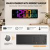 16-inch Type B Large Digital LED Wall Clock with Remote Control 8 RGB Adjustable Display Colors Built-in Alarm Automatic Daylight Saving Time Indoor