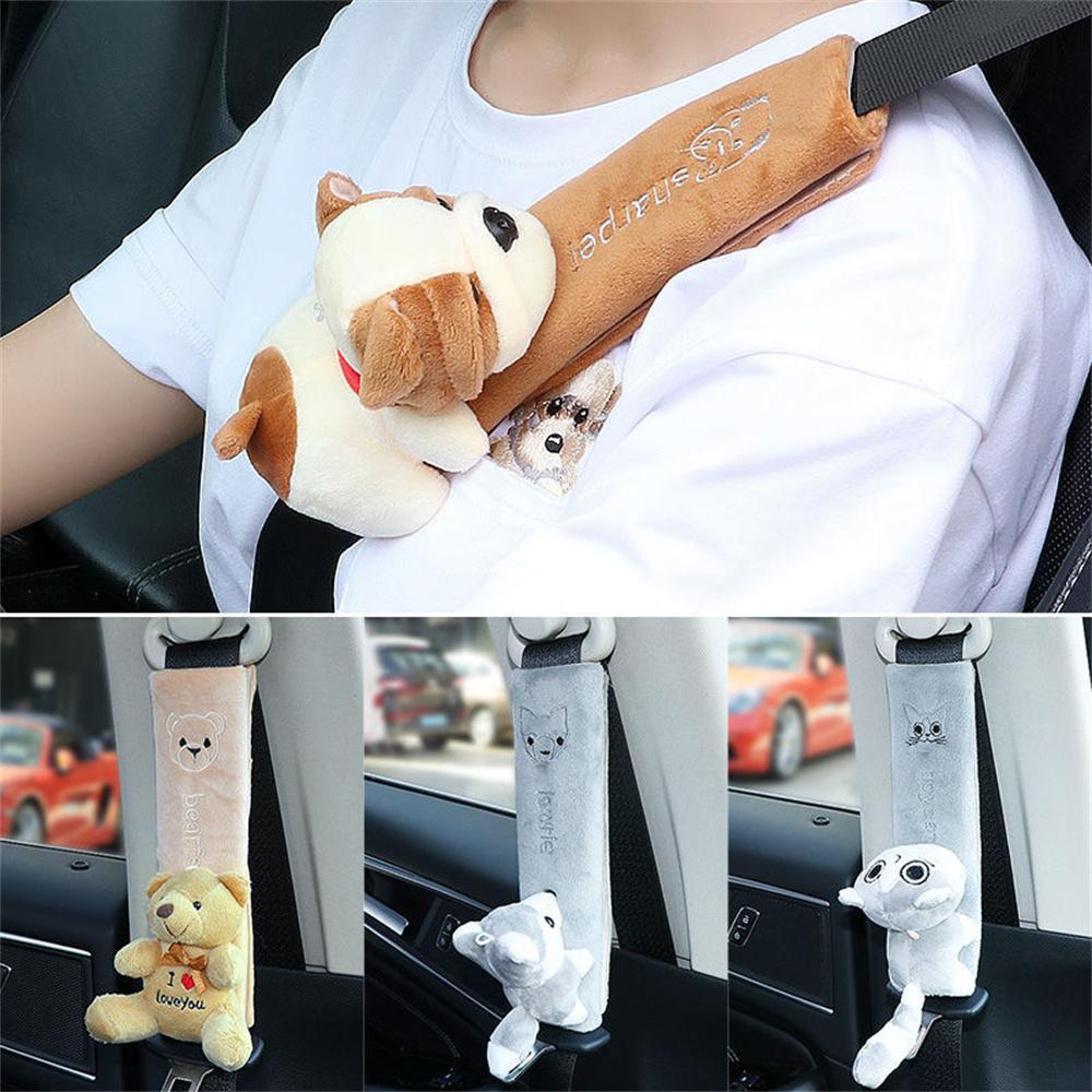 Cartoon Car Seat Belt Cover Universal Auto Seat Belt Shoulder Pad Warm Flannel Interior Seat Cushion Protector Safety Protection