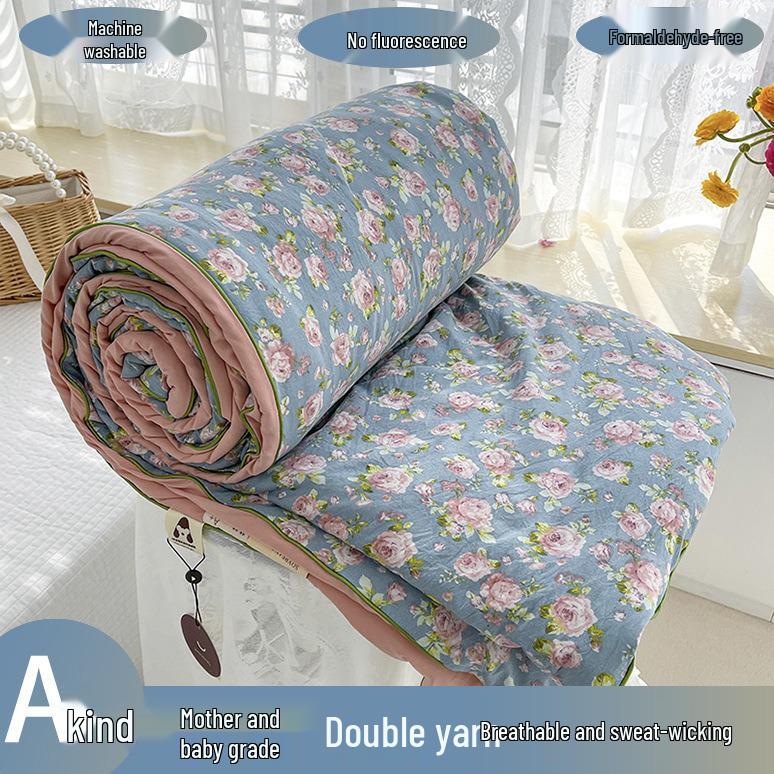 Class A Soybean Fiber Cartoon Print Summer Quilt - Double Layer Gauze Air Conditioning Quilt